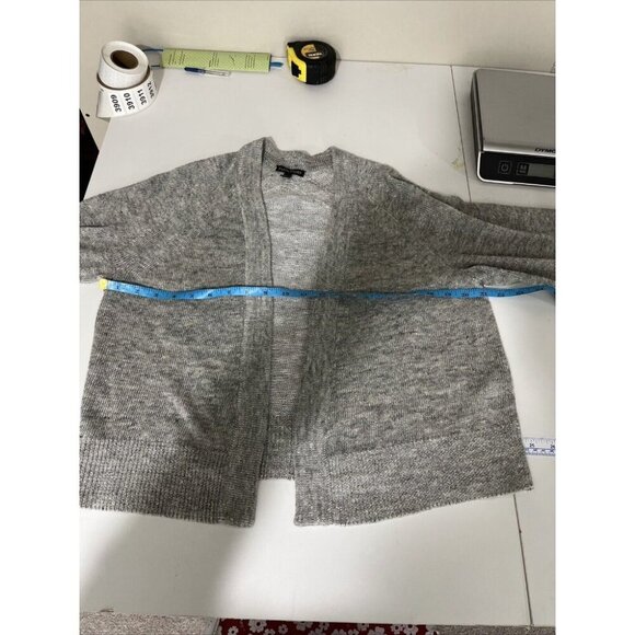 Eileen Fisher Grey-White Organic Linen & Cotton Open Front Cardi Womens Size S - Picture 6 of 7